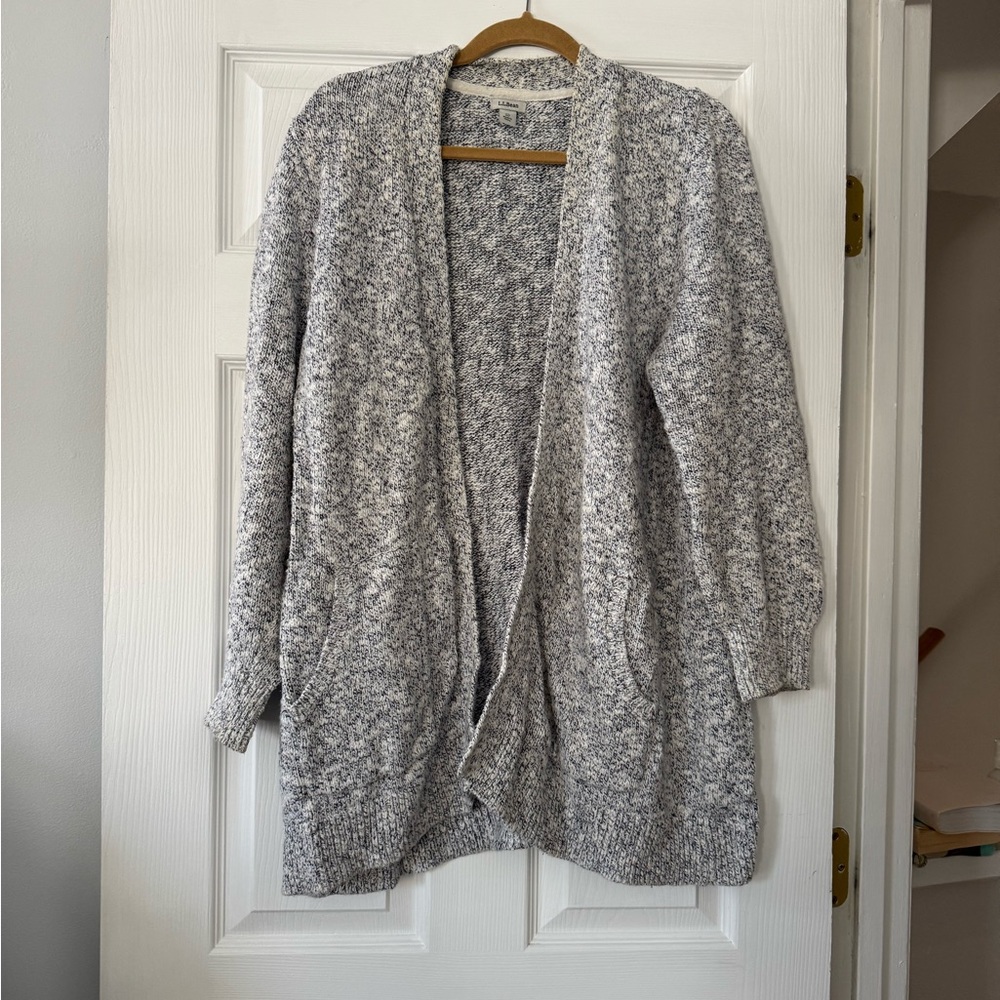 L.L. Bean Women's Ragg Cotton Open Navy Cardigan